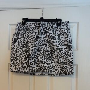 Hudson Jeans Black and White Animal Print Mini Skirt